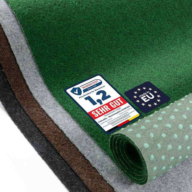 Alfombra de césped de fieltro punzonado verde con dorso en relieve