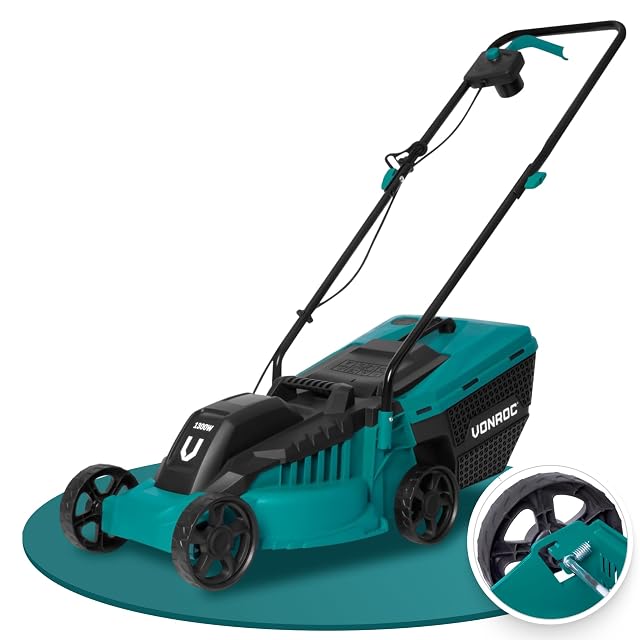 Cortacésped eléctrico con cable VONROC LM500 con chasis de 32 cm y recogedor de 30 litros