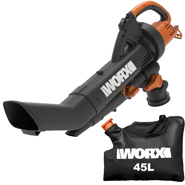 Soplador, aspirador y acolchador de hojas con cable WORX WG505E Trivac con bolsa de 45 litros