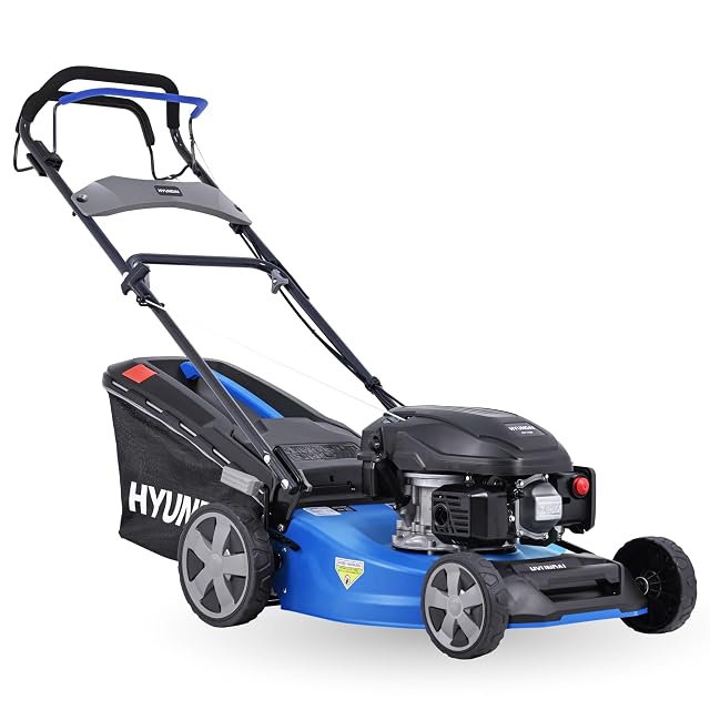 Cortacésped de gasolina HYUNDAI LM4622G con chasis metálico de 46 cm con recubrimiento en polvo